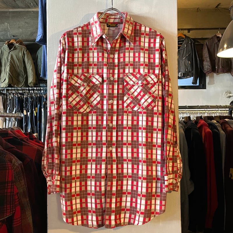 50s Anvil BRAND Vintage Shirt プリント ネルシャツ チェック 50s Anvil BRAND Vintage Shirt プリント ネルシャツ チェック