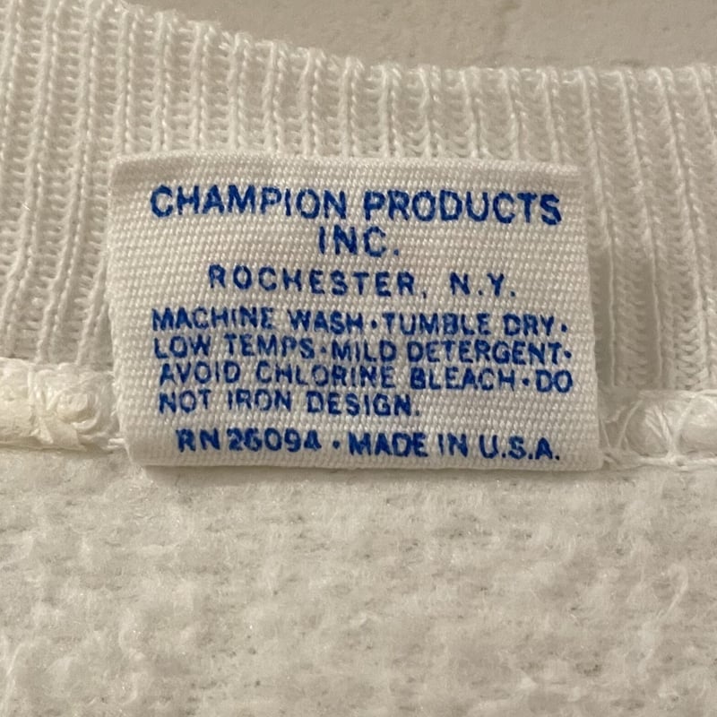Champion ヴィンテージスウェット 染み込みプリント バータグ Champion ヴィンテージスウェット 染み込みプリント バータグ