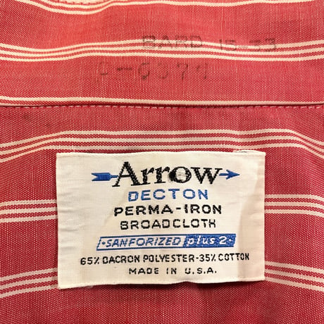 60s　ARROW　Vintage L/S Stripe Shirt　ロングスリーブ　ストライプシャツ　USA製　ヴィンテージシャツ　(S2570)