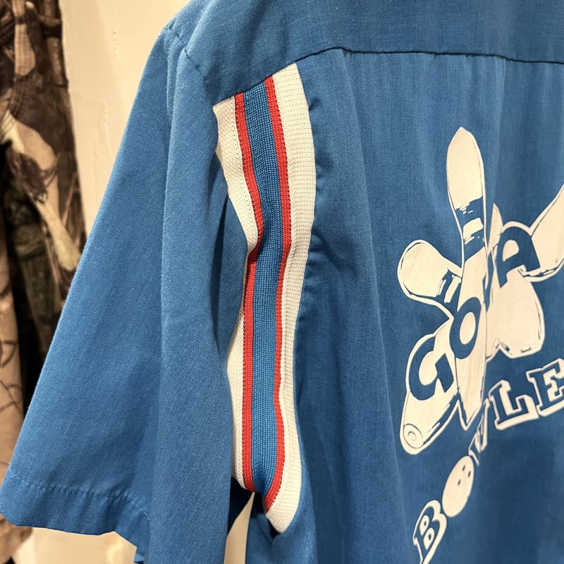 70s S/Sボーリングシャツ GOYA BOWLERS バックプリント ボックス