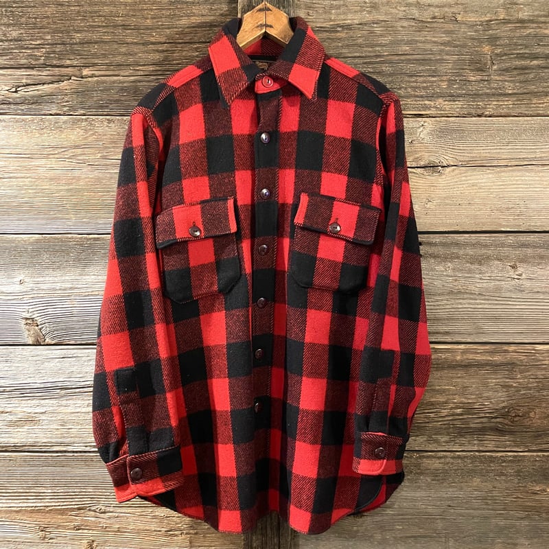 Woolrich 40s 黒タグREG表記 USA製 バッファローチェック ウール