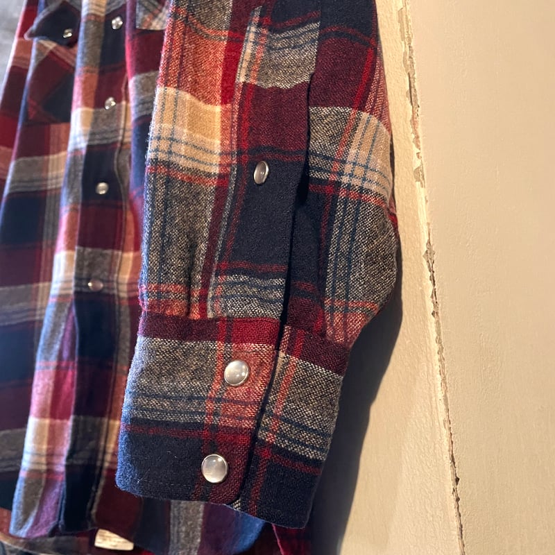 70s PENDLETON L/S ウエスタンシャツ L USA製 好配色 ペンドルトン ウー