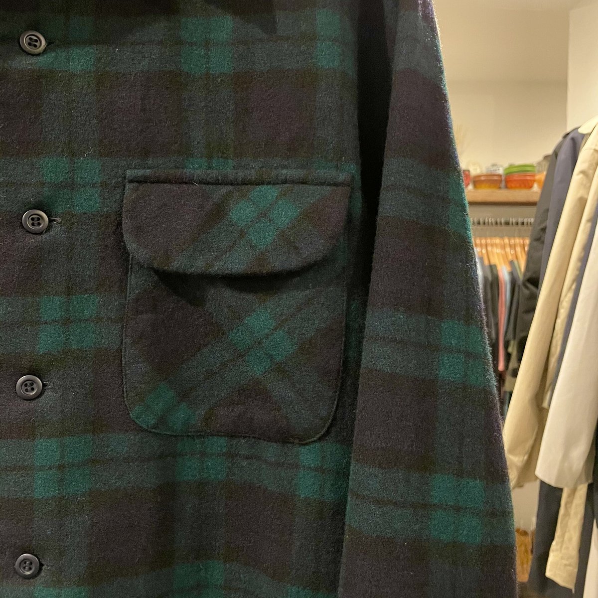 PENDLETON 70s USA製 ブラックウォッチ ウールシャツ Mサイズ PENDLETON 70s USA製 ブラックウォッチ ウールシャツ Mサイズ