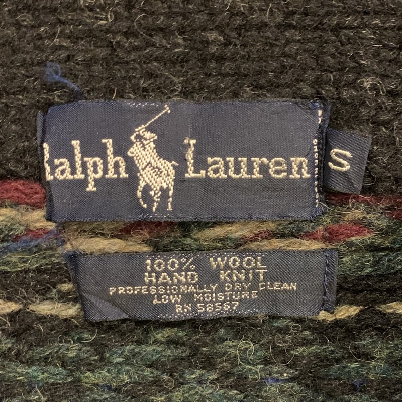 激レア 美品 ヴィンテージ ポロラルフローレン ショールカラー 綿 セーター L 90's Polo Ralph Lauren Shawl Collar Knit L / ポロ ラルフローレン