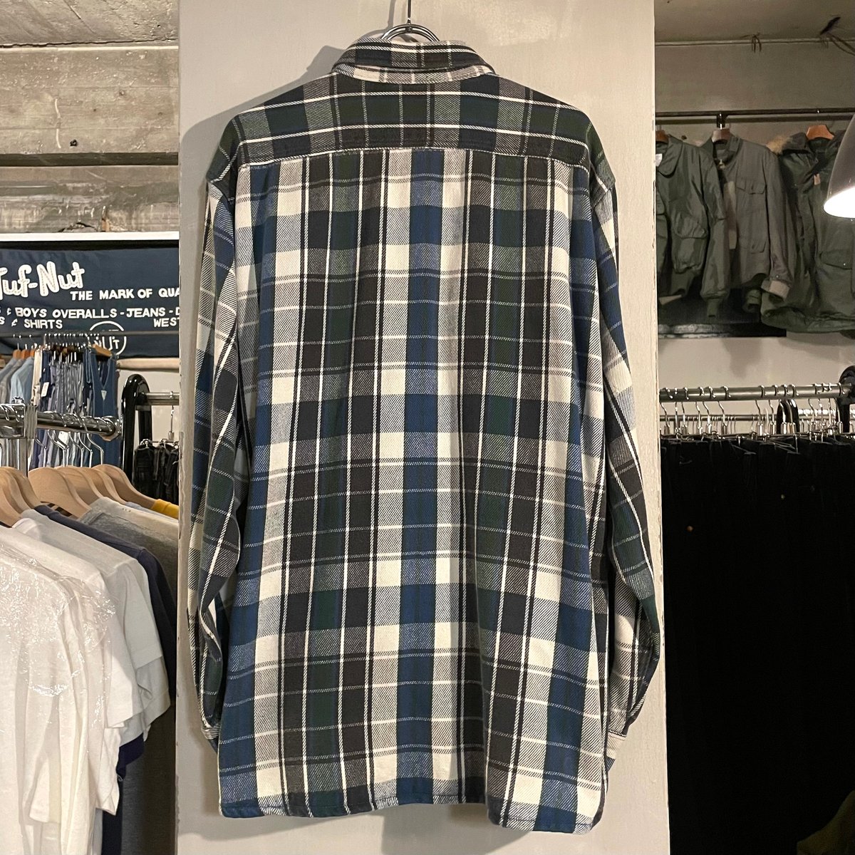 90s USA製 FIVE BROTHER ファイブブラザー ネルシャツ 白黒