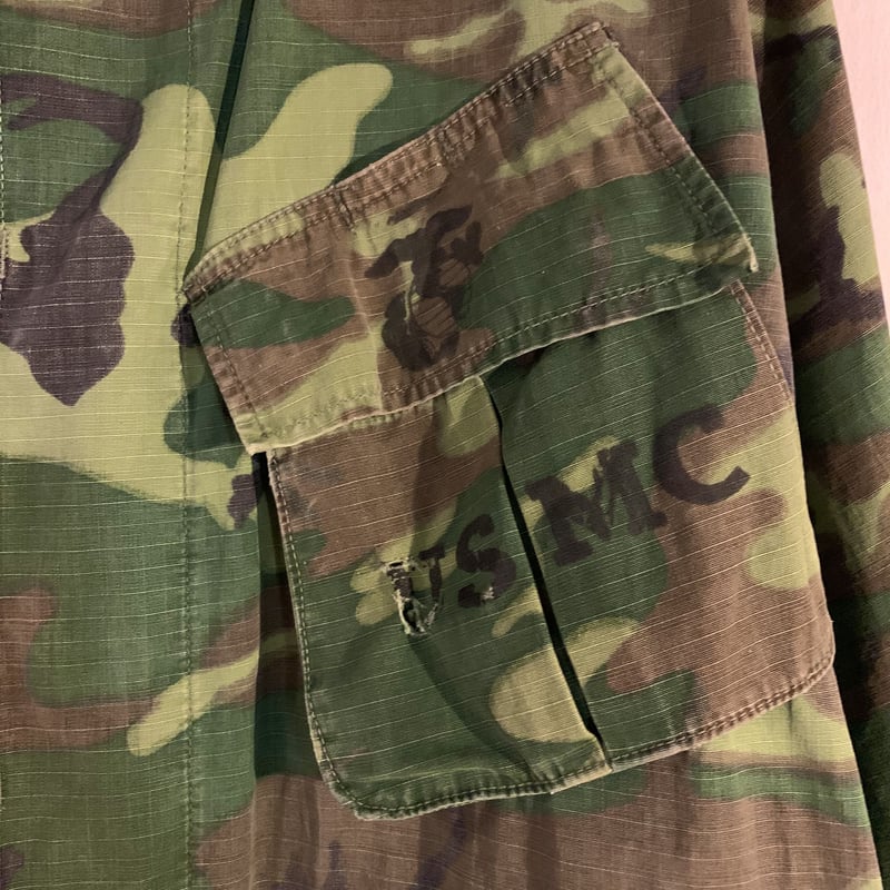 60s USMC 米軍 グリーンリーフカモ ジャングルファティーグ ジャケット 60s 米軍 USMC ERDL グリーンリーフカモ ジャングルファティーグ