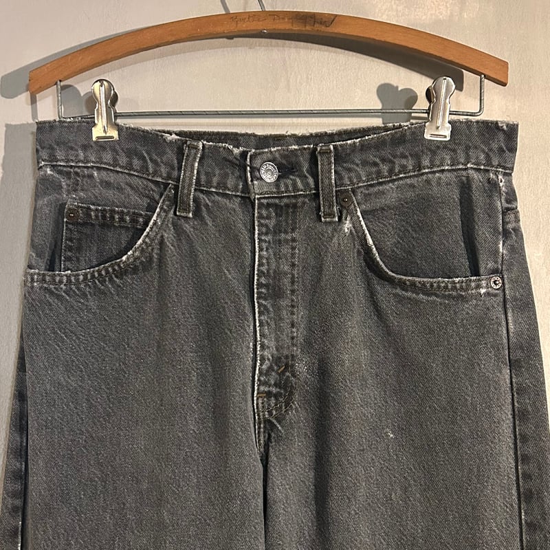 美品36x30 80s 505 先染めブラックLevi’s デニム　USA製 古着 80s USA製 Levi's 505-0259 「Care入り」 先染め ブラック