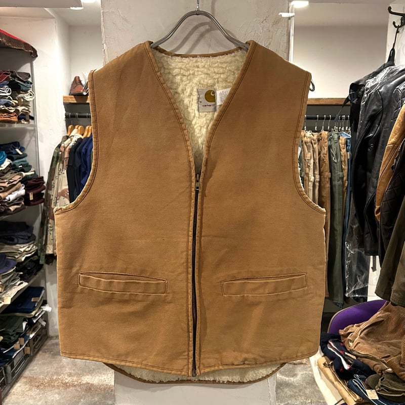 70s carhartt ダックベスト カーハート ブラウン ボアライナー Size M