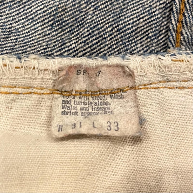Levi's 501 66前期 カットオフデニム バックポケット裏シングル ボタン
