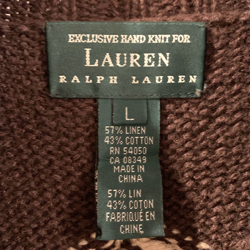 LAUREN Ralph Lauren ネイティブ柄 ニット リネン×コットン ハンド LAUREN Ralph Lauren ネイティブ柄 ニット リネン×コットン ハンド