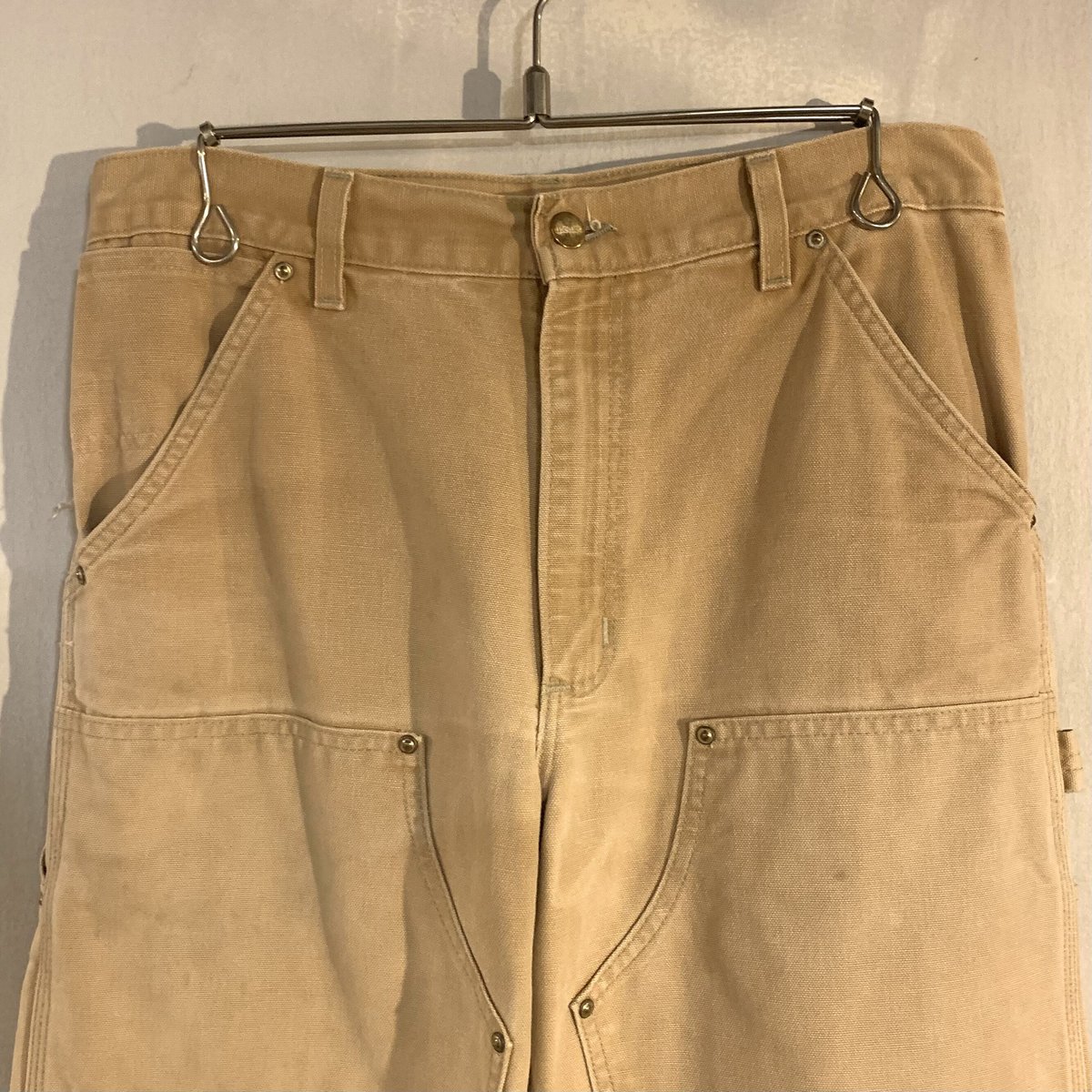 90s B12HTG Carhartt ペインターパンツ 33x32 90s carharttカーハート ダック地 ペインターパンツ 黒 フェード