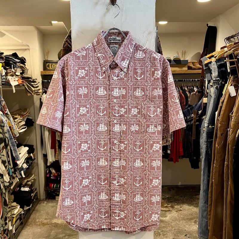 【美品】レインスプーナー×ブルックスブラザーズ　アロハシャツ　赤系 美品】レインスプーナー×ブルックスブラザーズ アロハシャツ 赤