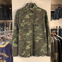80s　FIVE BROTHER　L/S コットンシャツ　迷彩柄　 USA製　ファイブブラザー　長袖シャツ　(S2380)