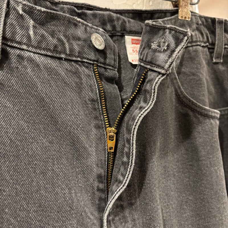 だんご【1556】美品デッドストックLevi's 550ブラックデニムバギ Levi's - 90s ビンテージ リーバイス 550 後染め ブラック