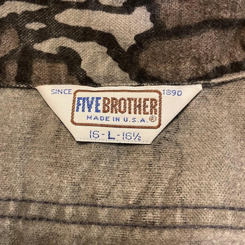 70s FIVE BROTHER L/S シャモアクロスシャツ USA製 Size L ツリー