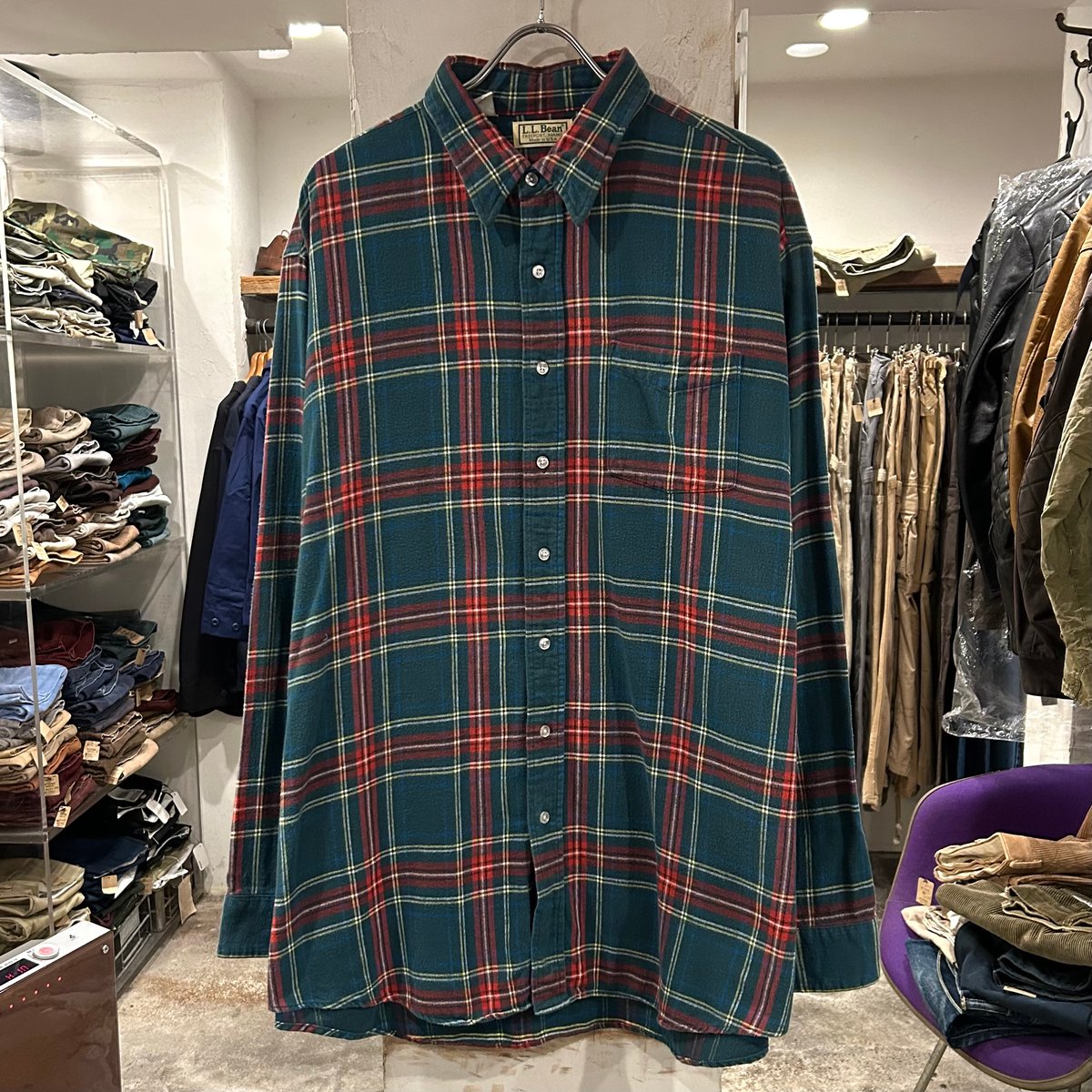 エルエルビーン 80s double pocket L/S shirt L エルエルビーン 80s BD L/S check shirt M 青緑 - メルカリ