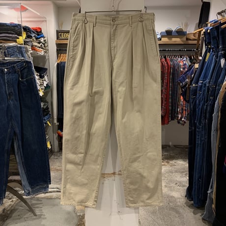 90s　POLO by Ralph Lauren　チノパン　ポロチノ　ラルフローレン　タック入り　ベージュ　USA製　(S3572)