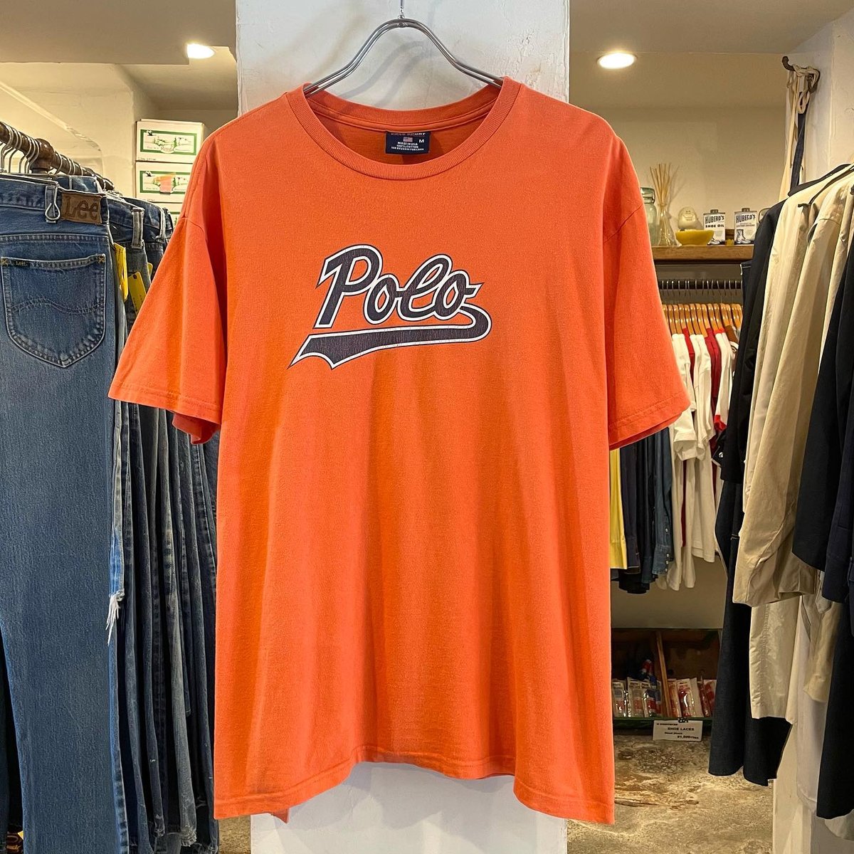 USA製 90s POLO SPORT モアイ Tシャツ USA製 90s POLO SPORT Mesh S/S Tee 赤紺 L ポロスポーツ 半袖 T