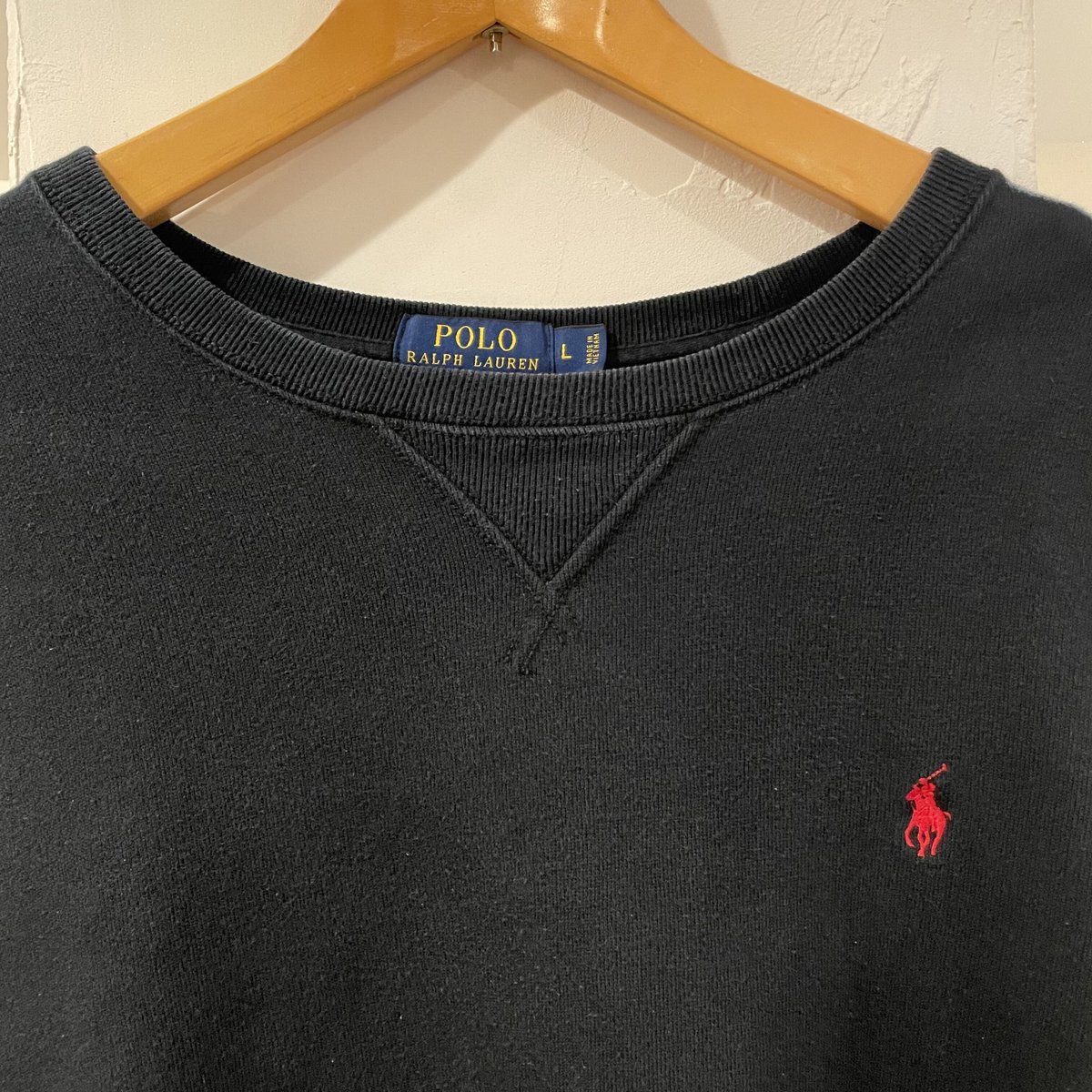 POLO RALPH LAUREN Vガゼットスウェット 無地スウェット 黒 POLO RALPH LAUREN Vガゼットスウェット 無地スウェット 黒
