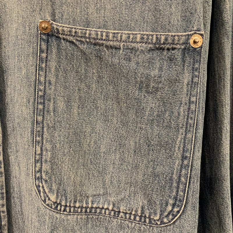 80s POLO RALPH LAUREN L/S デニムシャツ 白タグ ラルフローレン (S