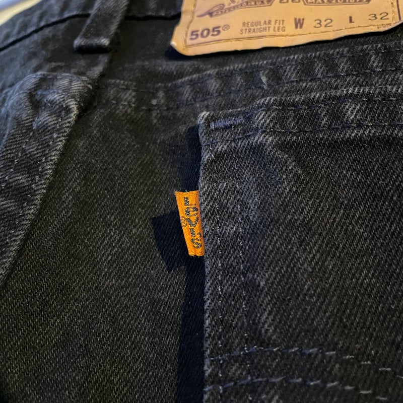 90s Levi's 505 ブラックデニム パンツ 32×32 USA製 オレンジ 90s Levi's 505 ブラックデニム パンツ 32×32 USA製 オレンジ