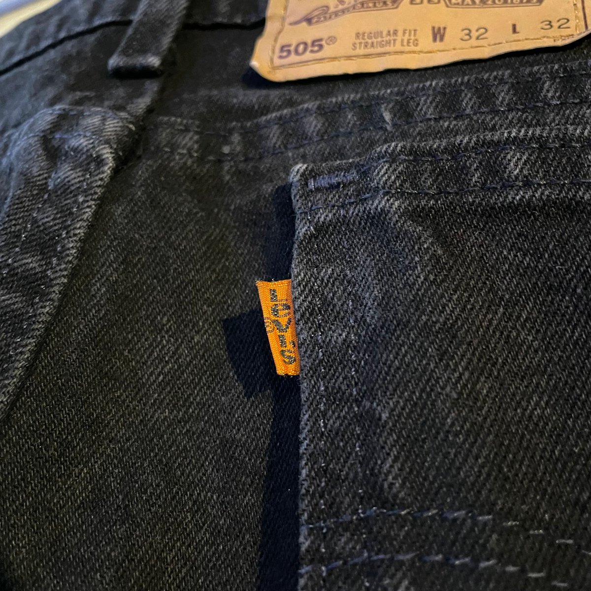 90s Levi's 505 ブラックデニム パンツ 32×32 USA製 オレンジ 90s Levi's 505 ブラックデニム パンツ 32×32 USA製 オレンジ