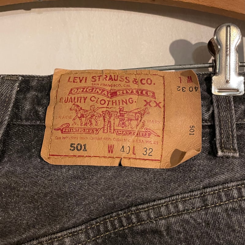 90sリーバイス501ブラックデニム1995年製USA刻印522W36スモールe 1995's DEAD STOCK LEVI'S（リーバイス） フラッシャー付き / “ 501