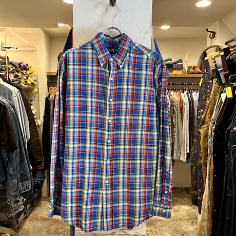 Ralph Lauren　 ボタンダウンシャツ　 CLASSIC FIT　 マドラスチェック柄　(S2665)