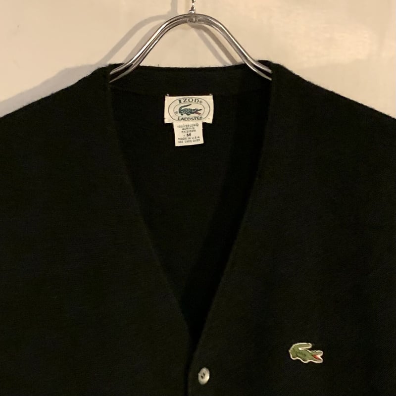 90s IZOD LACOSTE ラコステ アクリルカーディガン ブラック USA製 (S20...