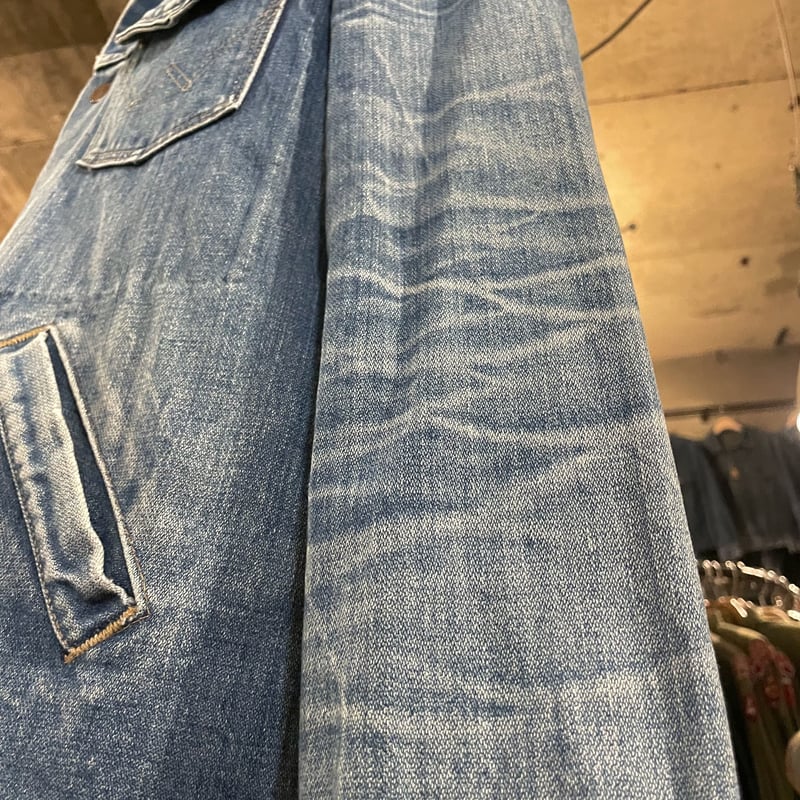 70s Wrangler デニムジャケット USA製 ロング丈 ハチノス 4つポケ (S343