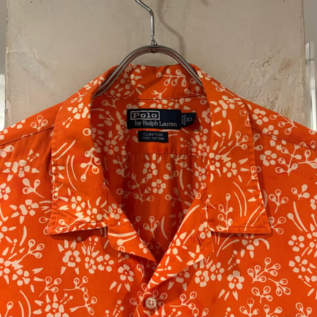 Polo by Ralph Lauren　CLAYTON　S/Sオープンカラーシャツ　ラルフローレン　Size XL　半袖ハワイアンシャツ　オレンジ系　(S4594)
