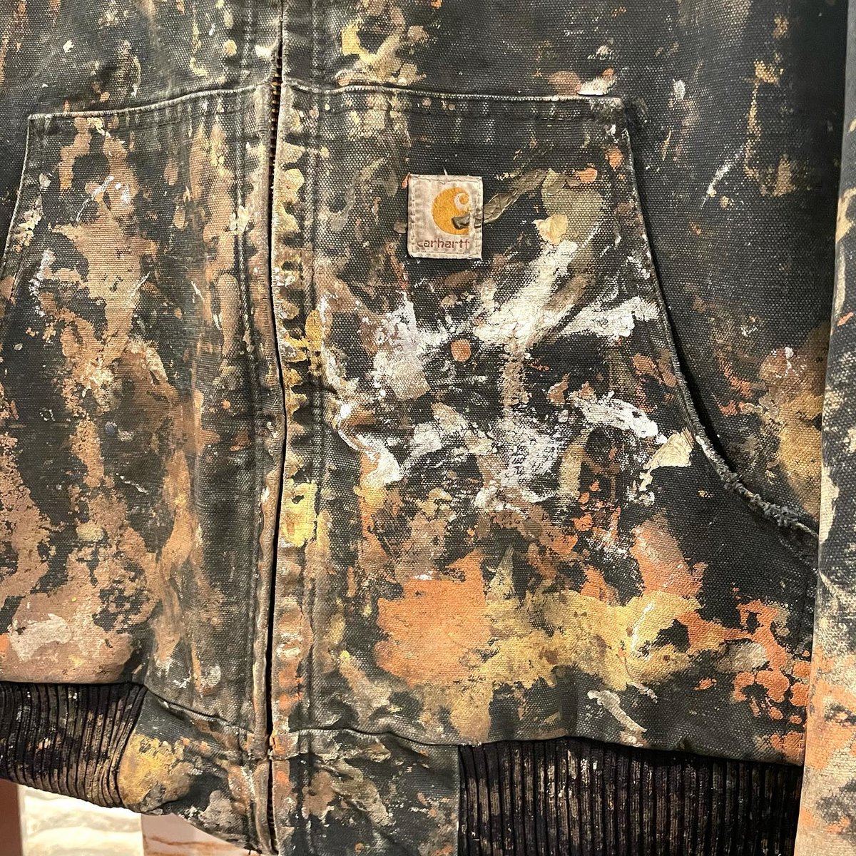 carhartt USA製 アクティブジャケット 黒 XL ペンキ ダック地 carhartt USA製 アクティブジャケット 黒 XL ペンキ ダック地