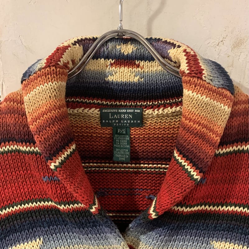 LAUREN Ralph Lauren ネイティブ柄 ショールカラーニット LAUREN Ralph Lauren ネイティブ柄 ショールカラーニット