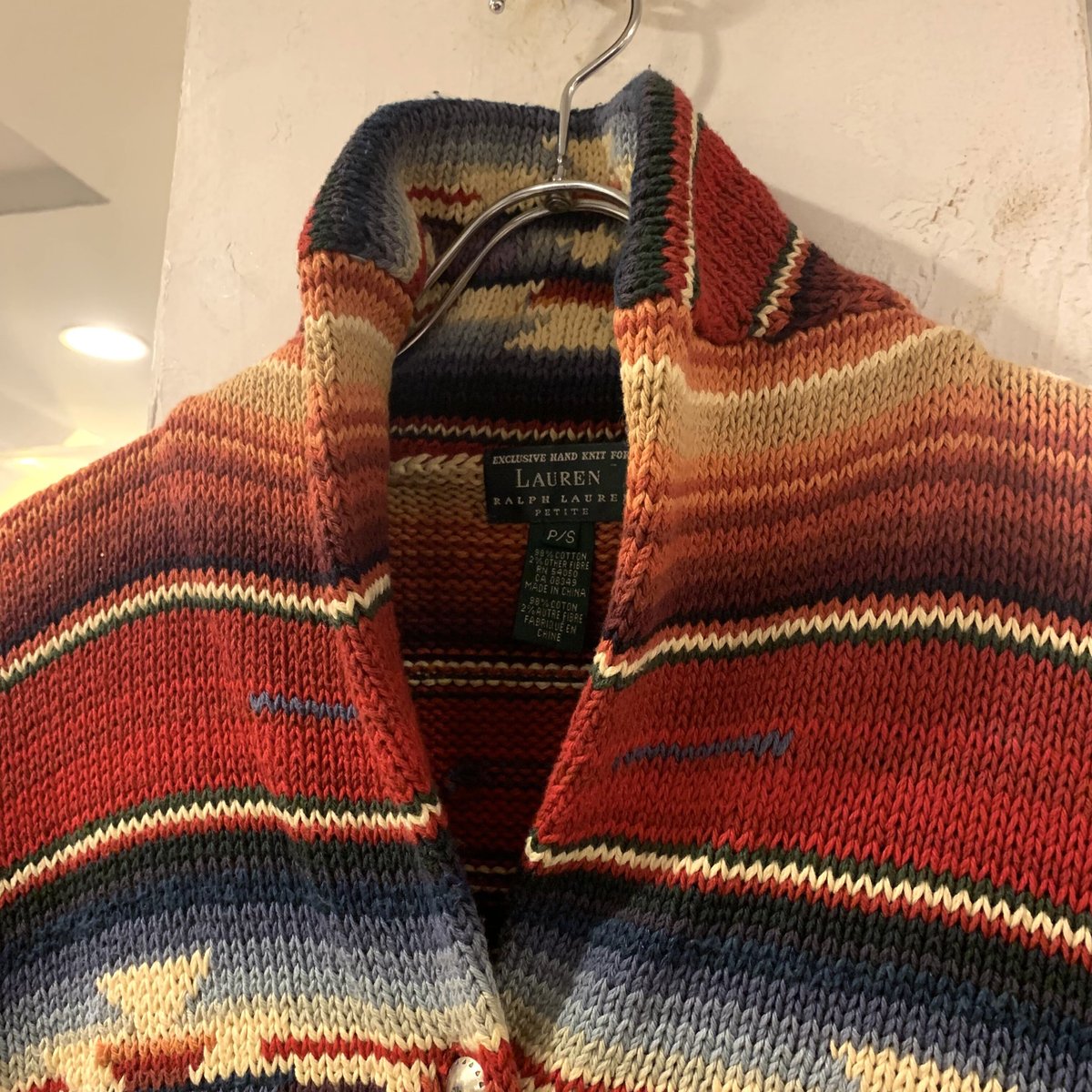 LAUREN Ralph Lauren ネイティブ柄 ショールカラーニット LAUREN Ralph Lauren ネイティブ柄 ショールカラーニット