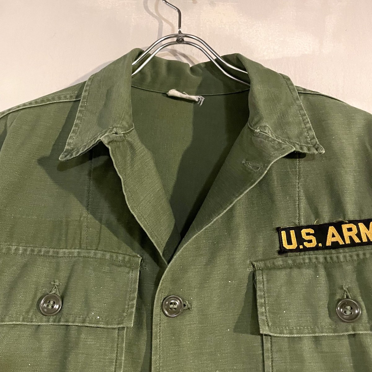 60s US ARMY ユーティリティシャツ 筒袖 OG 107 COTTON SATTEN ...