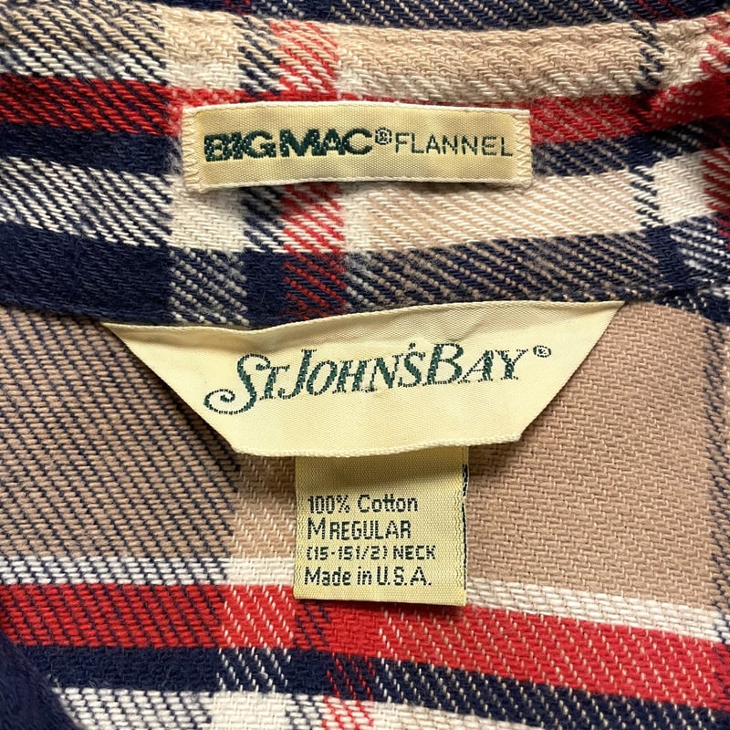 80s BIG MAC × ST JOHN'S BAY ネルシャツ ダブルネーム M USA製