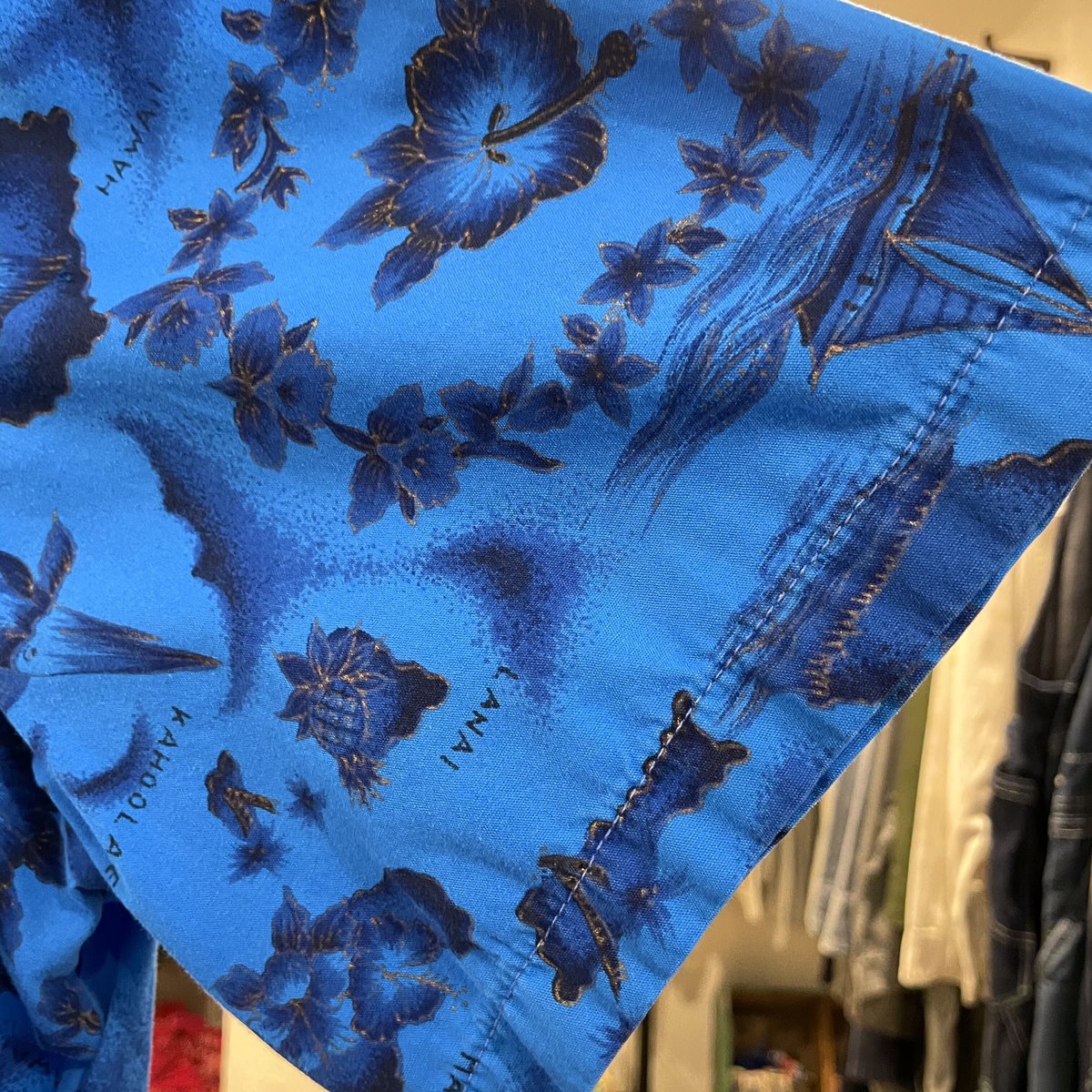 60s vintage Ui Maikai ハワイアンシャツ アロハシャツ 青 60s vintage Ui Maikai ハワイアンシャツ アロハシャツ 青