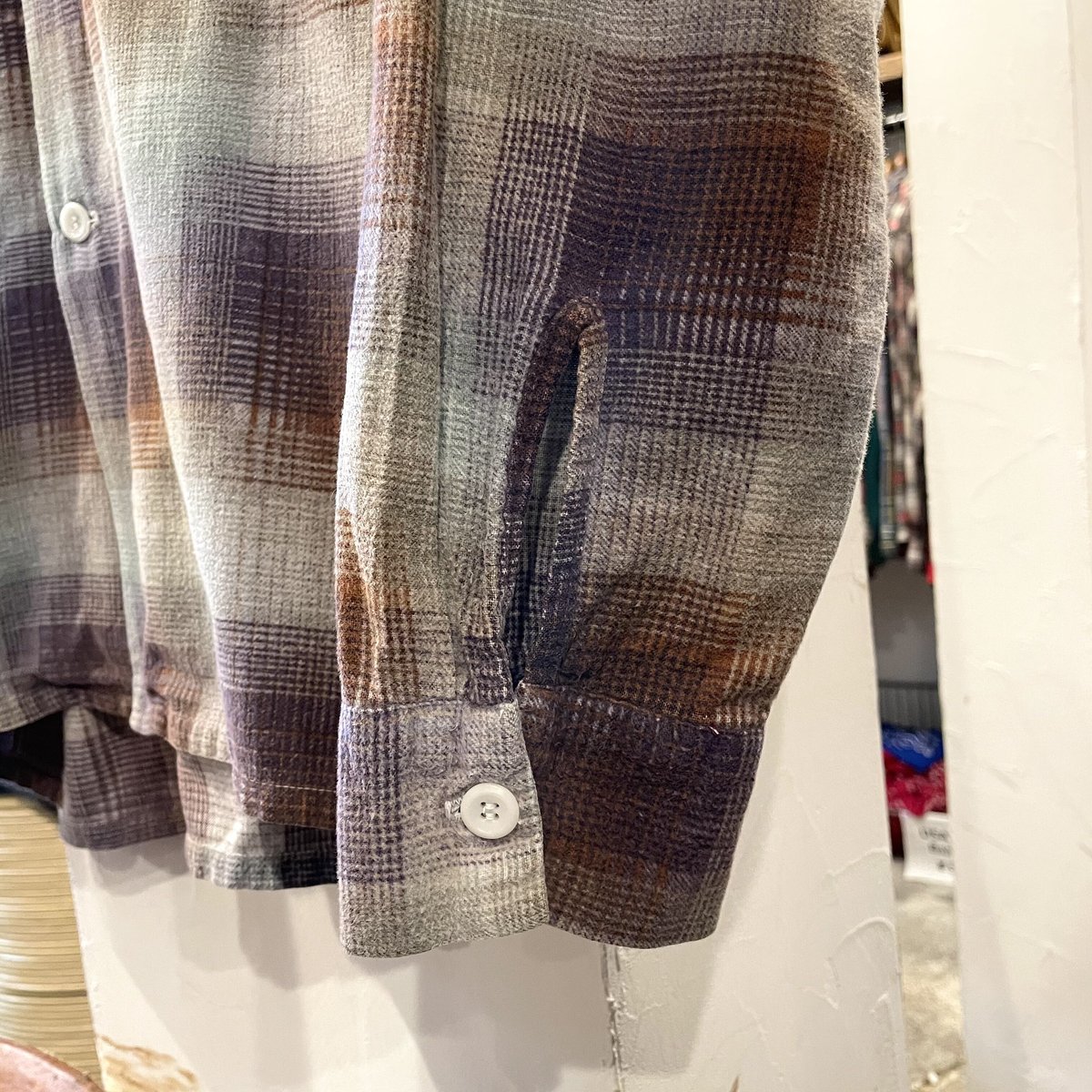 PENNEYS 50s USA製 プリントネル オープンカラー ボックスシャツ