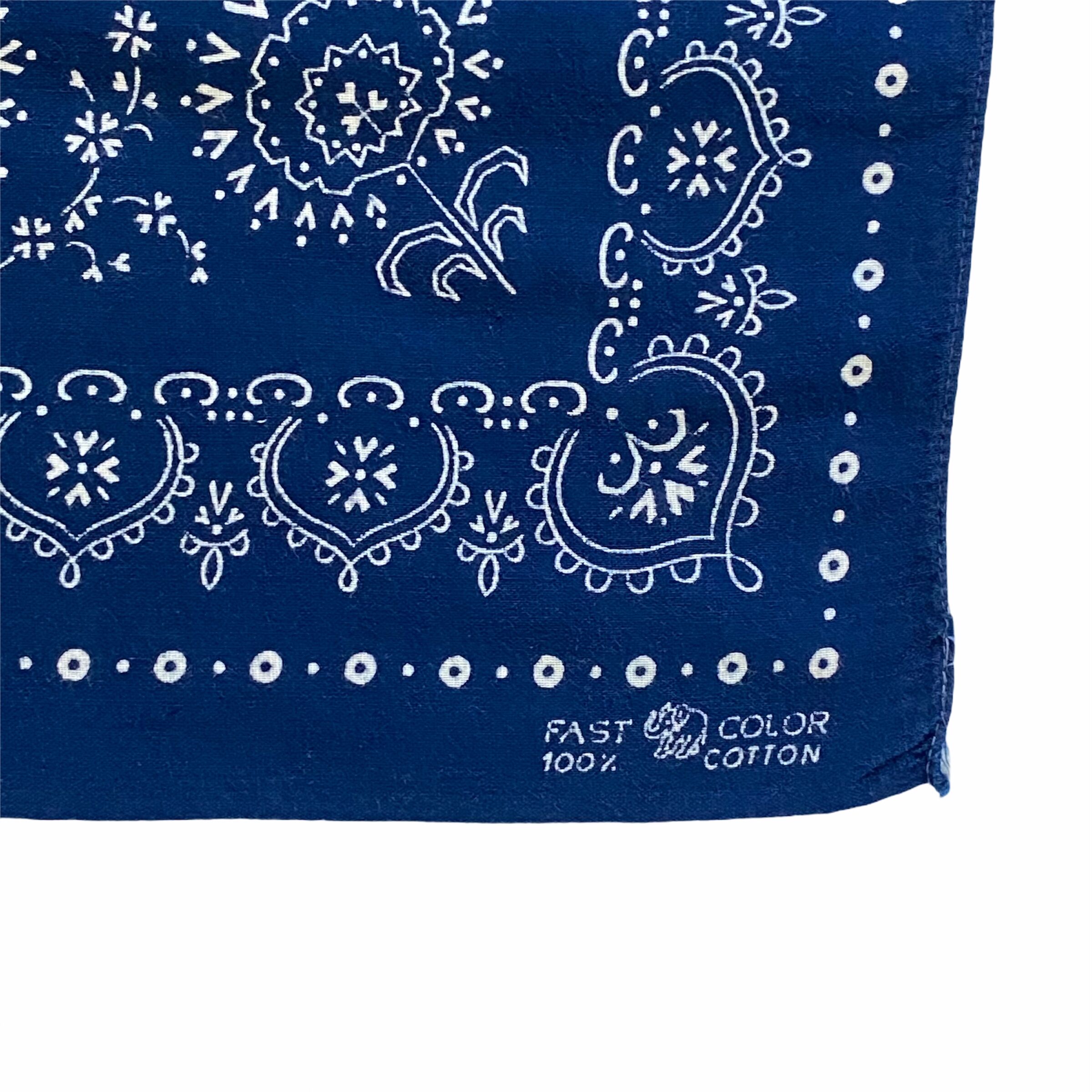 ✨人気商品✨60s★ヴィンテージ★バンダナ★アメリカ製★大判★真紺 Bandana ヴィンテージバンダナ 象上鼻 USA製 60s 紺 (S0808) | DUFF