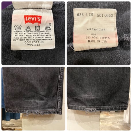 Levi’s 501　後染めブラックデニム　ボタン裏553　USA製　2002年　リーバイス501　(S0940)