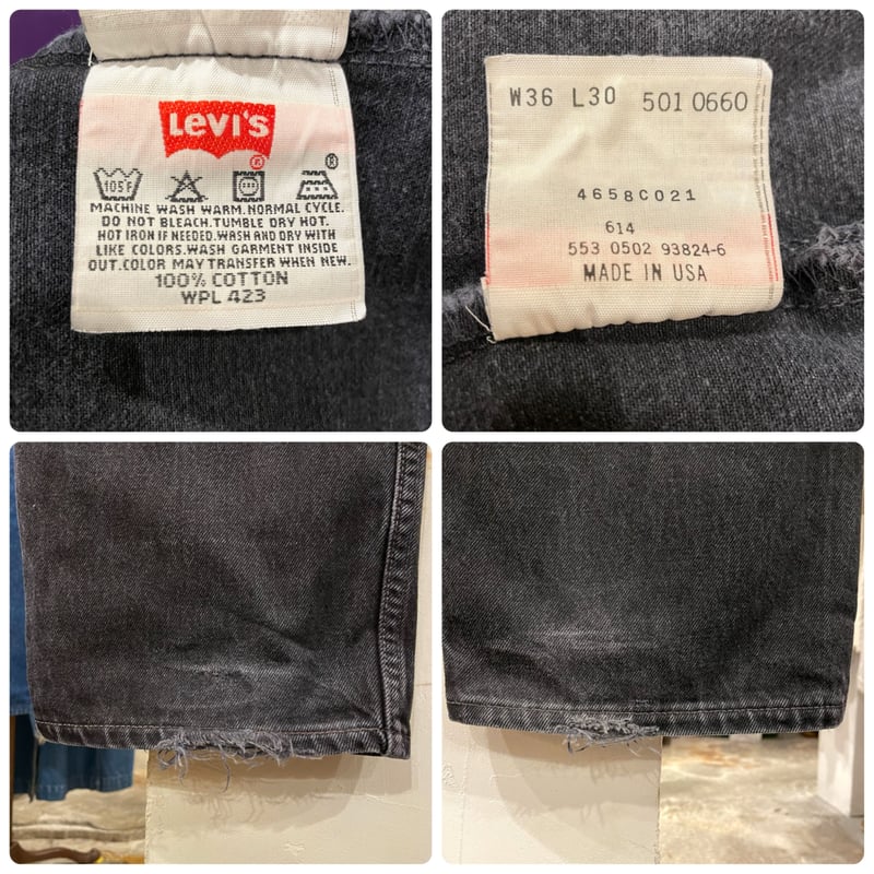 Levi's 501 後染めブラックデニム ボタン裏553 USA製 2002年