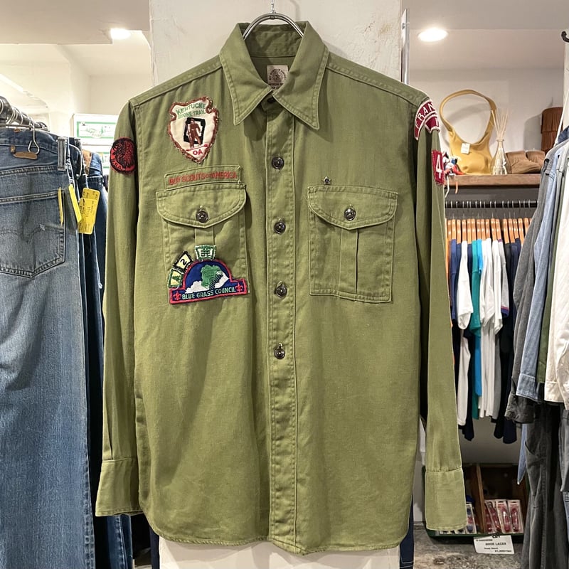 40s〜 Vintage Boy Scouts Shirt ボーイスカウトシャツ マチ付き 4...