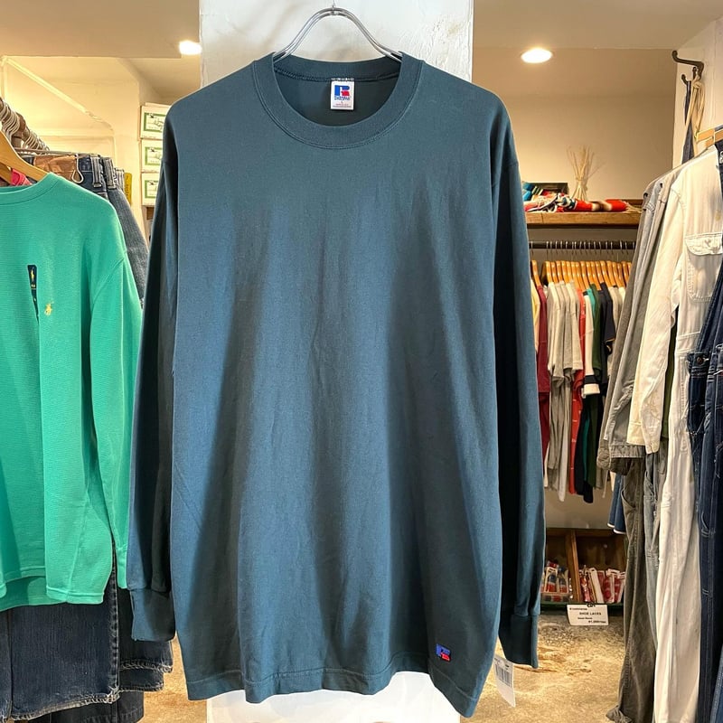 90s〜 RUSSELL ATHLETIC ロングスリーブTシャツ DEAD STOCK モス