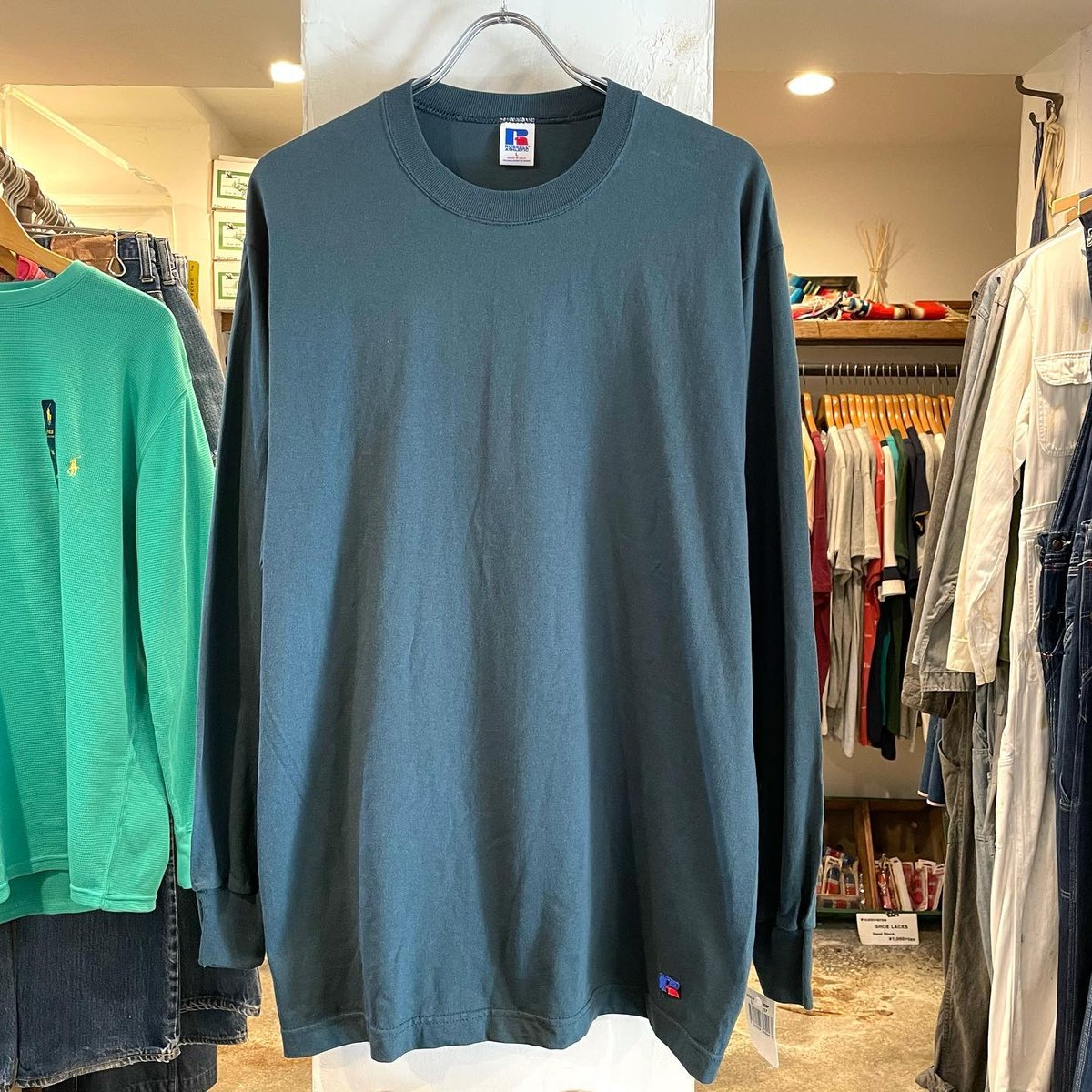 90s〜 RUSSELL ATHLETIC ロングスリーブTシャツ DEAD STOCK モス