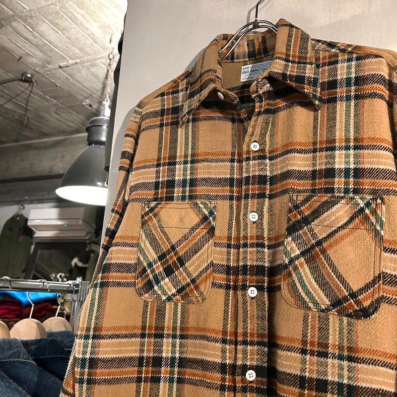 70s BIG MAC L/S ネルシャツ Size M 単色タグ ビッグマック (S4615