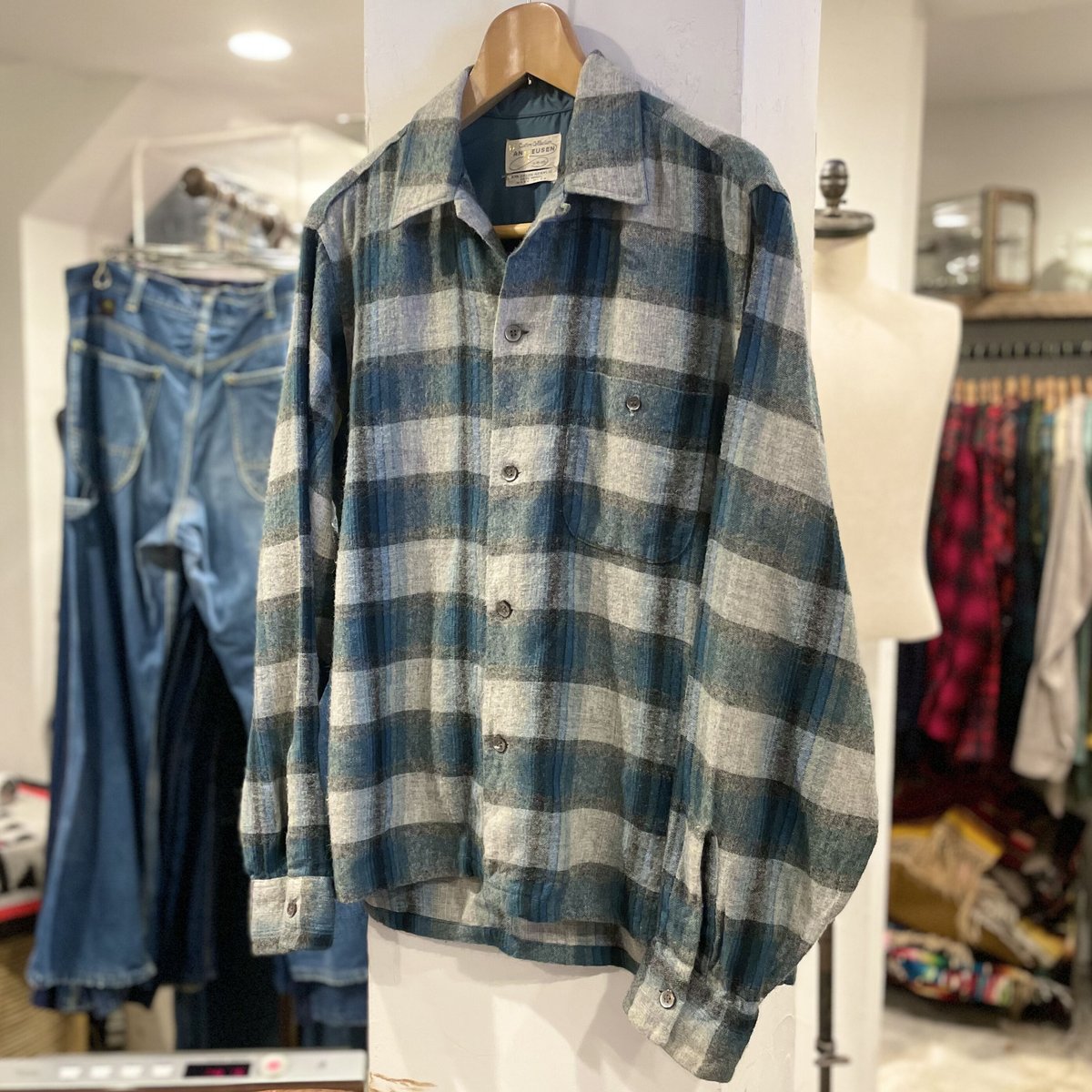 VAN HEUSEN 60s USA製 ウールxアクリル ボックスシャツ VAN HEUSEN 60s USA製 ウールxアクリル ボックスシャツ