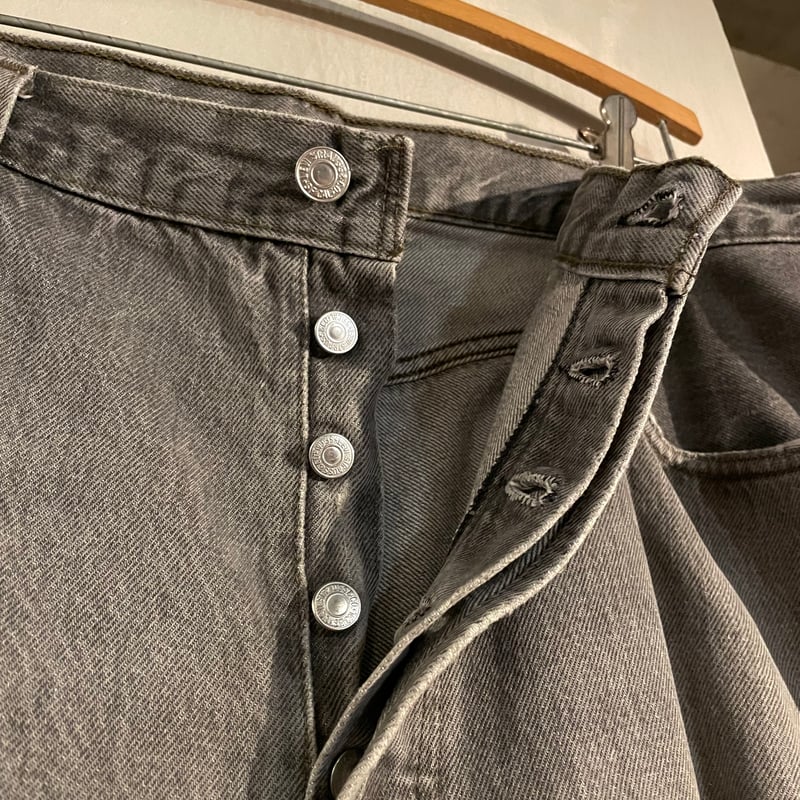 90s Levi's 501 先染めブラックデニム パンツ 36×28 USA製 カットオフデ