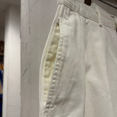 90s　Polo by Ralph Lauren　ツータックショーツ　W36　USA製　ラルフローレン　ハーフパンツ　ホワイト　(S5660)