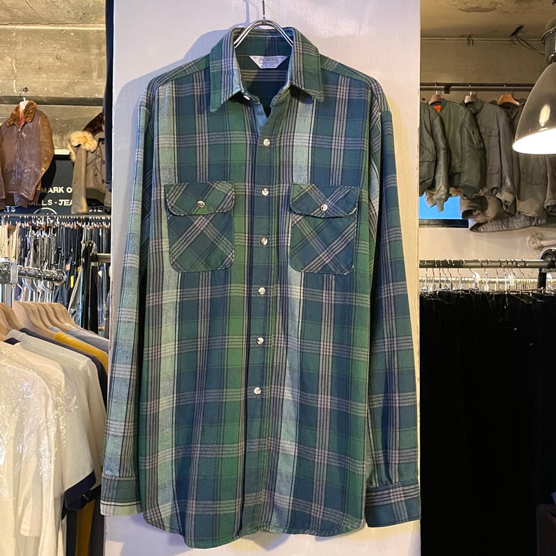 70s~ FIVEBROTHER L/S ネルシャツ USA製 Size L コットンシャツ