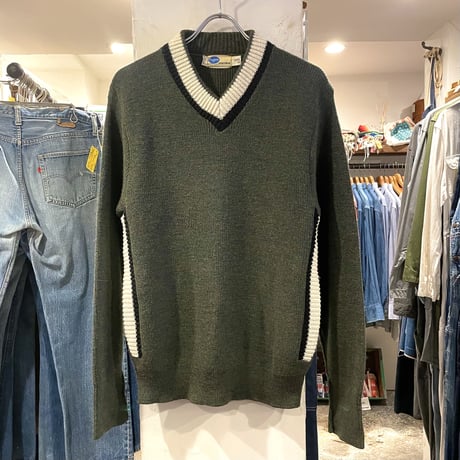 50s〜　PILGRIM　Vintage Wool Sweater　ウールセーター　ポケット付き　USA製　(S1627)